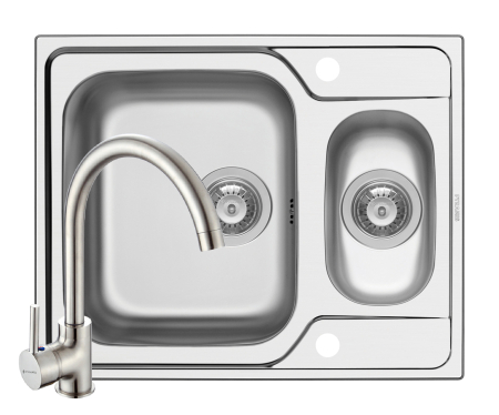 Chiuvete inox - Set chiuveta inox FEDRA EXTRA 62 SM si baterie BELLO crom