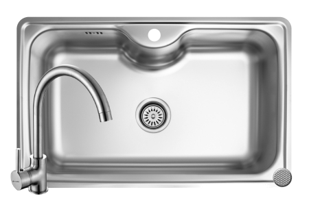 Chiuvete inox - Set chiuveta inox INSET 1B 80x50 LN si baterie BELLO crom