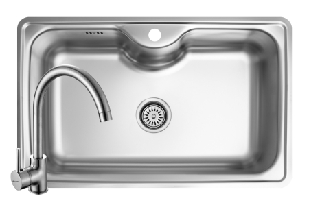 Chiuvete inox - Set chiuveta inox INSET 1B 80x50 SM si baterie BELLO crom