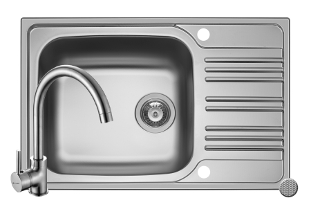 Chiuvete inox - Set chiuveta inox INSET 1B1D LN si baterie BELLO crom
