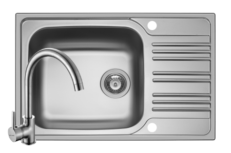 Chiuvete inox - Set chiuveta inox INSET 1B1D SM si baterie BELLO crom