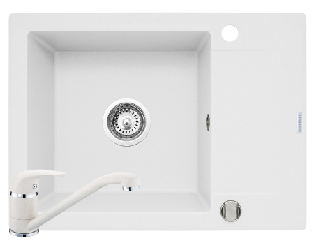 CHIUVETE - Set chiuveta KORFU 62x46 1B1D & baterie ASALIA - Snow