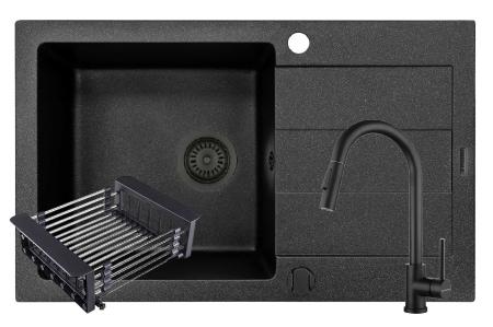 CHIUVETE - Set chiuveta Pyragranite SPARTA PLUS, baterie IDEA Black si Cos Extensibil