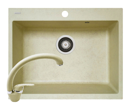 Chiuvete soft compozit - Set chiuveta soft compozit Square DUROTHEK 60 1B si baterie OSSIA Beige