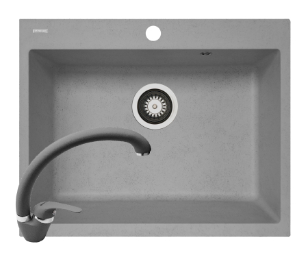 Chiuvete soft compozit - Set chiuveta soft compozit Square DUROTHEK 60 1B si baterie OSSIA Grey