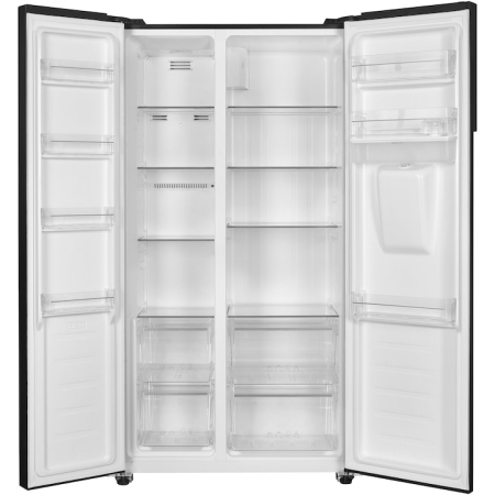 Side by Side Heinner HSBS-H439NFBKWDE++, 439 l, No Frost, Clasa E, Display, Dozator de apa, Functie smart, Functie congelare si racire rapida, H 177, Negru [1]
