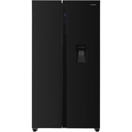 Side by side - Side by Side Heinner HSBS-H439NFBKWDE++, 439 l, No Frost, Clasa E, Display, Dozator de apa, Functie smart, Functie congelare si racire rapida, H 177, Negru