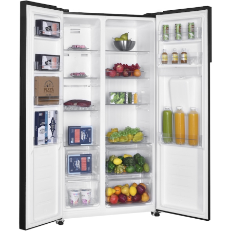 Side by Side Heinner HSBS-H439NFBKWDE++, 439 l, No Frost, Clasa E, Display, Dozator de apa, Functie smart, Functie congelare si racire rapida, H 177, Negru [6]