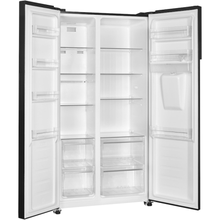 Side by Side Heinner HSBS-H439NFBKWDE++, 439 l, No Frost, Clasa E, Display, Dozator de apa, Functie smart, Functie congelare si racire rapida, H 177, Negru [5]