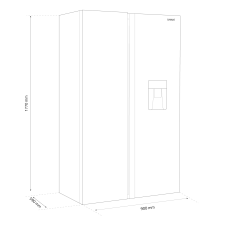 Side by Side Samus SSBX-559NFDE, 439 l, Full No Frost, Dozator de apa, Clasa E, Negru-inox [2]
