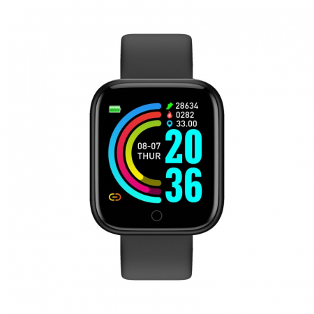 Smartwatch - Smartwatch Y68, 1.30'', IPS, Bluetooth 4.0, IP67, Monitorizare puls/pasi/somn/activitati fizice/calorii, Negru