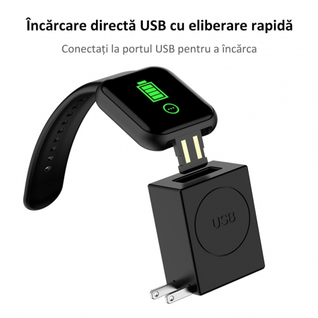 Smartwatch Y68, 1.30'', IPS, Bluetooth 4.0, IP67, Monitorizare puls/pasi/somn/activitati fizice/calorii, Negru [5]
