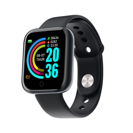 Smartwatch Y68, 1.30'', IPS, Bluetooth 4.0, IP67, Monitorizare puls/pasi/somn/activitati fizice/calorii, Negru [1]