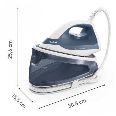 Statie de calcat Tefal Express Optimal SV4110E0, 2200 W, 1.2 litri, jet de abur 190 g/min, talpa Xpress Glide, jet de abur vertical, presiune 5 bar, oprire automata, functie anticalcar, albastru [3]