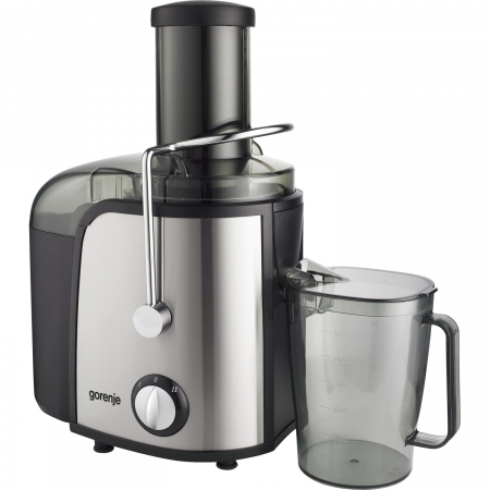 Storcatoare - Storcator de fructe si legume Gorenje JC805EII, 800W, Recipient suc 1 l, Recipient pulpa 1.5 l, Tub de alimentare XXL, Negru/Inox