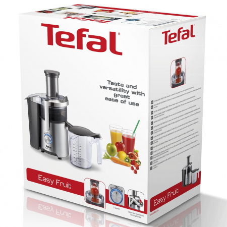 Storcator de fructe Tefal Easy Fruit ZE610D38, 800W, 2 viteze, Recipient pulpa 2l, Recipient suc 1.2l, Inox / Negru [3]