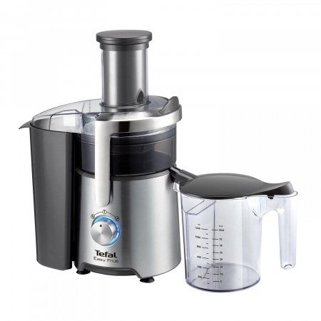 Storcatoare - Storcator de fructe Tefal Easy Fruit ZE610D38, 800W, 2 viteze, Recipient pulpa 2l, Recipient suc 1.2l, Inox / Negru