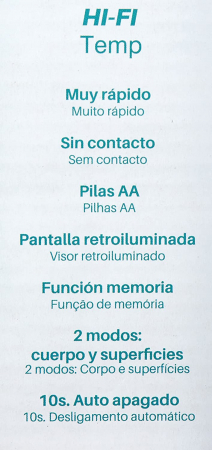 Termometru Daga Hi-Fi Temp, Infrarosu non contact, Mare precizie, Distanta 3-5 cm, Masuratori corp si suprafata, 32 memorii, Alarma, Auto-oprire [7]