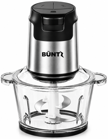 Cafetiere - Tocator Electric BUNTZ, BFC-300S, Bol din Sticla 2L, 4 Lame din Otel Inoxidabil, 300W, Motor cu Bobinaj din Cupru, Protectie la Supraincalzire, Buton de Siguranta, Tocator pentru Carne, Legume, Fructe