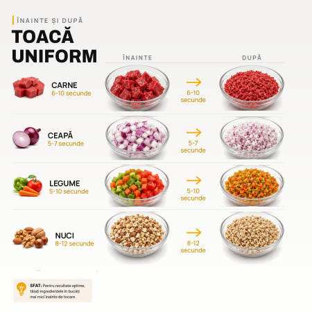 Tocator Electric BUNTZ, BFC-300S, Bol din Sticla 2L, 4 Lame din Otel Inoxidabil, 300W, Motor cu Bobinaj din Cupru, Protectie la Supraincalzire, Buton de Siguranta, Tocator pentru Carne, Legume, Fructe [7]