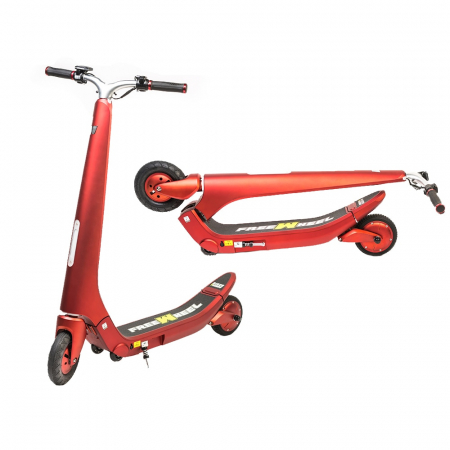 Casa & Gradina - Trotineta electrica Freewheel Rider Trends Rosu, Roata fata 8 inch, Autonomie 30KM, Baterie LG, Viteza 25 KM/h, Motor 250W Brushless, Conctare Bluetooth, Difuzor 3W, Afisaj Electronic, Greutate maxima 120KG