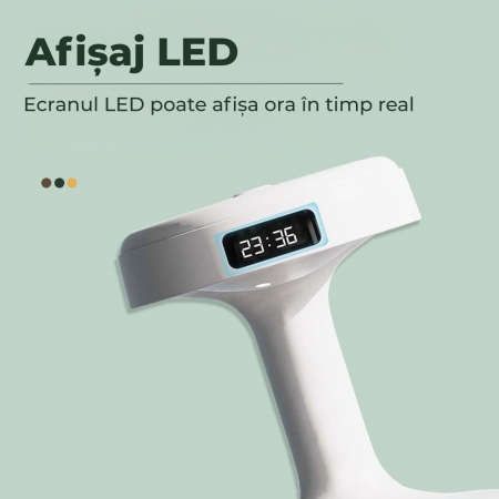 Umidificator De Aer, Sistem Anti-Gravitatie, Pulverizare Ceata Rece, Silentios, Alimentare USB, Capacitate 800ml, Lumina Ambientala, Afisaj Digital Ora, Oprire Automata, Alb [4]