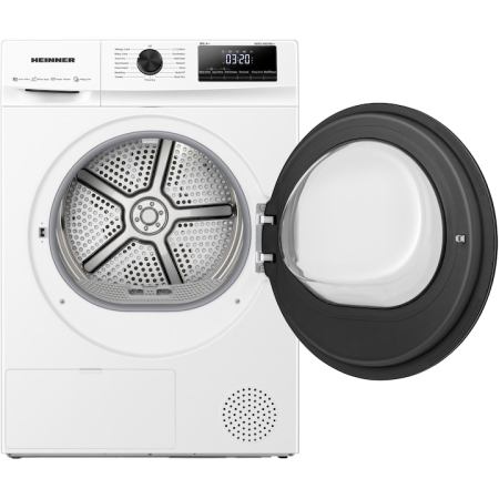 Uscator de rufe Heinner HHPD-H90FRA++, Pompa de caldura, 9 kg, 15 programe, Clasa D, Display LED, Power AirFlow, Alb [2]