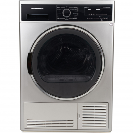Uscatoare Rufe - Uscator de rufe Heinner HHPD-V804SA++, Pompa caldura, 8 kg, Display LED, Lumina cuva, Anti-sifonare, Clasa A++, Argintiu
