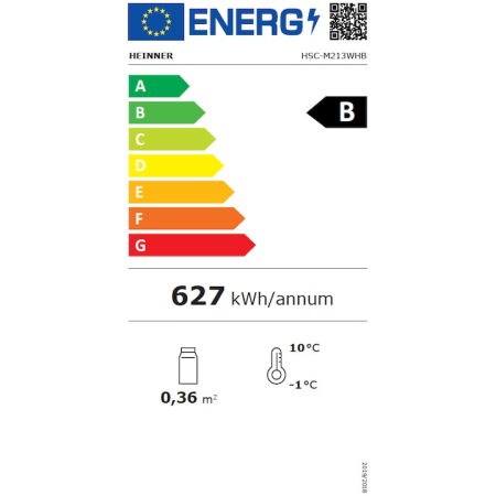 Vitrina frigorifica Heinner HSC-M213WHB, 213l, clasa B, lumina LED, 3 rafturi, termostat ajustabil, Alb [2]
