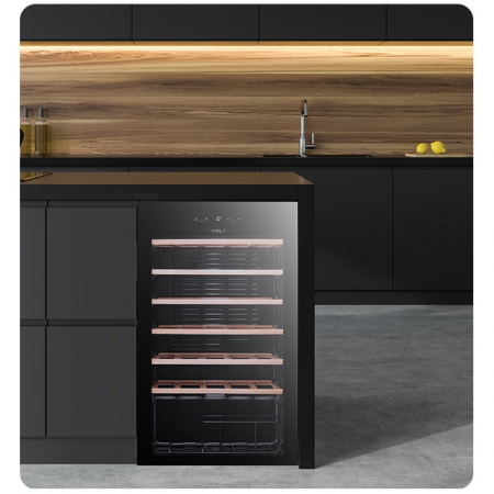 Racitor vinuri Tesla RW092M, 93 l, 34 sticle, Control electronic, Rafturi lemn, H 84.5 cm, Negru [2]