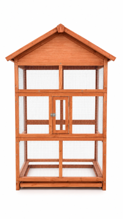 Custi - Voliera din lemn pentru porumbei si papagali BUNTZ, cu acoperis rezistent, usi duble si plasa metalica, ideala pentru papagali si canari, 106 x 57 x 165 cm