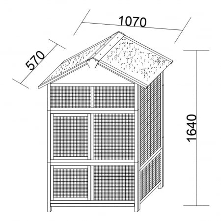 Voliera din lemn pentru porumbei si papagali BUNTZ, cu acoperis rezistent, usi duble si plasa metalica, ideala pentru papagali si canari, 106 x 57 x 165 cm [7]