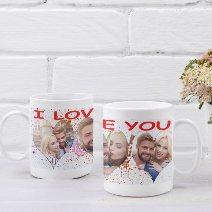 Cana personalizata cu 3 poze inima si mesaj-Deyu [1]