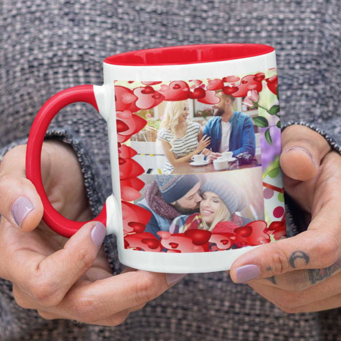 Cana personalizata cu 4 poze si interior rosu-Deyu [2]