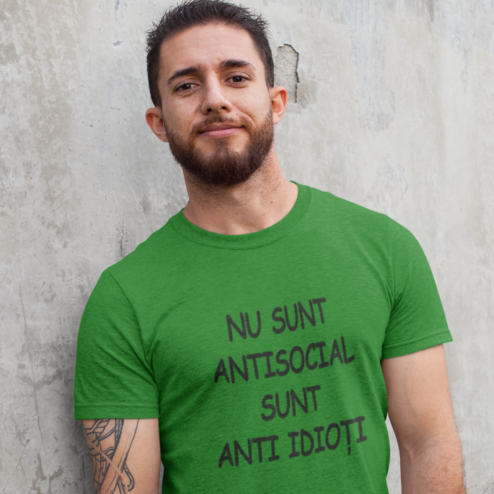 Tricou barbati cu mesajul "Nu sunt anti social sunt anti idioti"-Deyu [2]