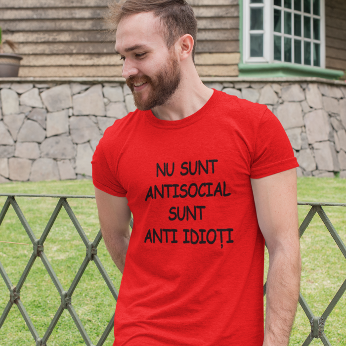 Tricou barbati cu mesajul "Nu sunt anti social sunt anti idioti"-Deyu [3]