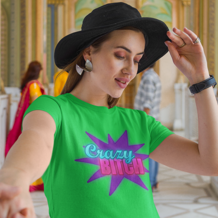 Tricou cu mesajul"Crazy Bitch"-Deyu [3]