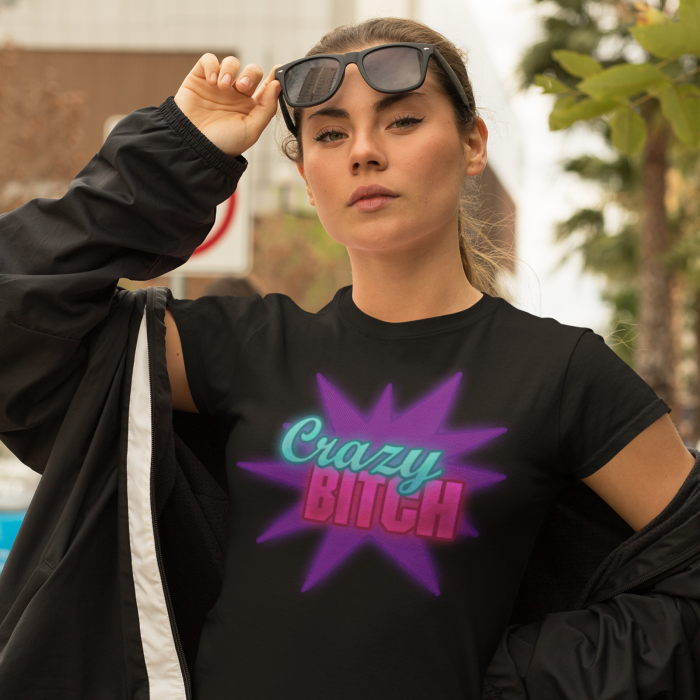 Tricou cu mesajul"Crazy Bitch"-Deyu [2]
