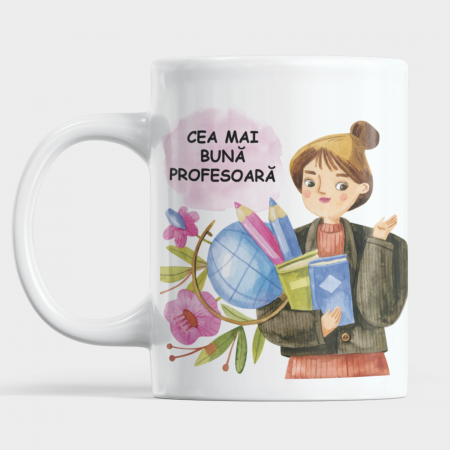Cani Personalizate - Cana alba Cea mai buna profesoara-Deyu