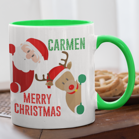 Cadouri Craciun - Cana cu interior verde Merry Christmas cu Nume-Deyu