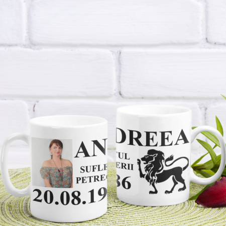 Cani Personalizate - Cana personalizata cu zodie si poza-Deyu