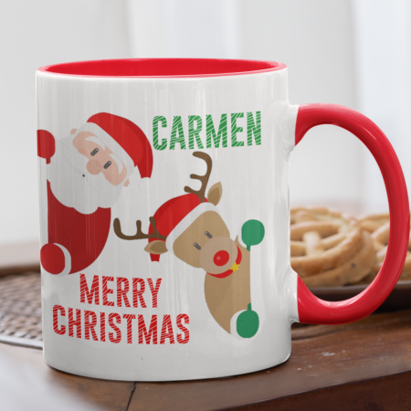 Cadouri Craciun - Cana cu interior rosu Merry Christmas cu Nume-Deyu
