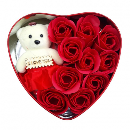 Valentines Day - Inima metalica cu trandafiri de sapun-Deyu