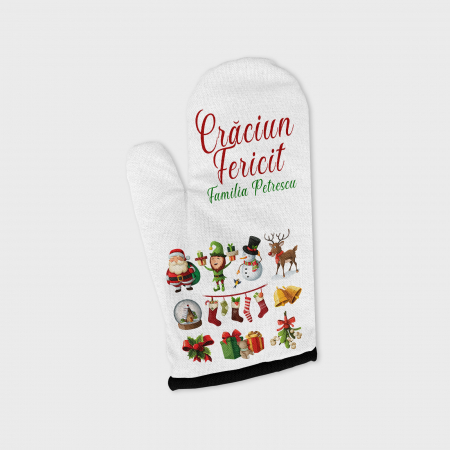 Accesorii bucătărie de Craciun - Manusa Craciun Fericit cu Nume-Deyu