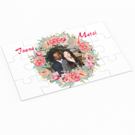 Valentines Day - Puzzel personalizat flori nume si poza-Deyu
