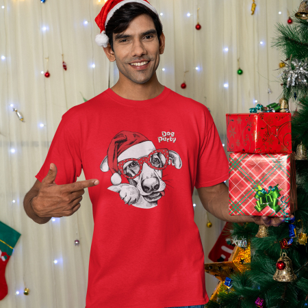 Tricouri de Crăciun - Tricou Dog Party- Deyu