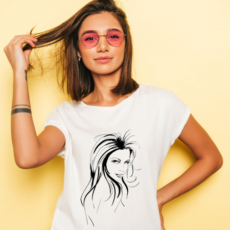Tricouri cu Mesaje - Tricou Girl Face-Deyu