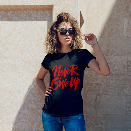 Tricouri Motivationale - Tricou Motivational Never Give Up-Deyu