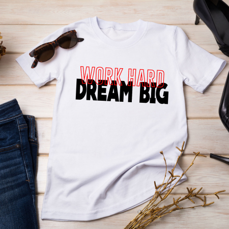 Tricouri cu Mesaje - Tricou Motivational Work Hard Dream Big-Deyu