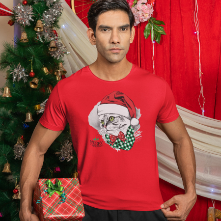 Tricouri de Crăciun - Tricou Pisica De Craciun- Deyu